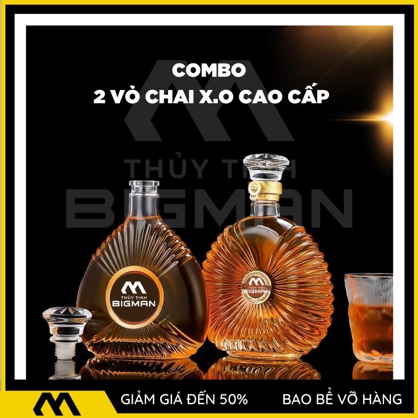 Vỏ Chai XO kiểu dáng vỏ chai r.ượu ngoại nắp thủy tinh đặt sang trọng trang trí bàn tiệc tiếp đãi khách CB-M2435 - BIGMANSTORE