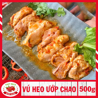 Vú heo ướp chao sẵn ,tặng kèm sốt chấm chao ( Hộp 500g ) làm món nướng siêu ngon