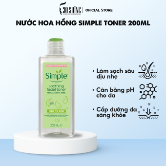 Nước Hoa Hồng Simple Toner 200ml Làm Dịu và Cân Bằng Độ Ẩm Không Chứa Cồn An Toàn Cho Da Nhạy Cảm - 30Shine Phân Phối Chính Hãng