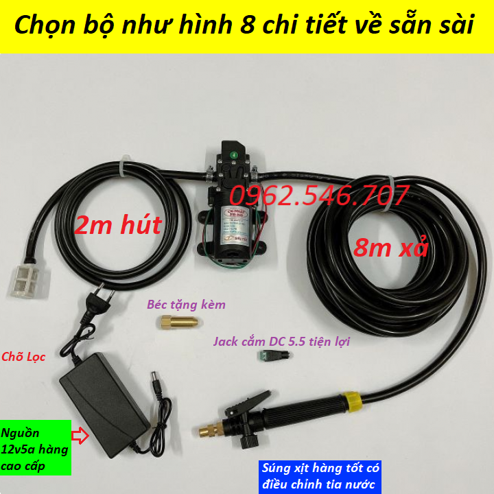 Máy rửa xe mini - bộ máy bơm rửa xe tăng áp lực nước mini - máy rửa xe 12v - bộ máy rửa xe - máy rửa xe