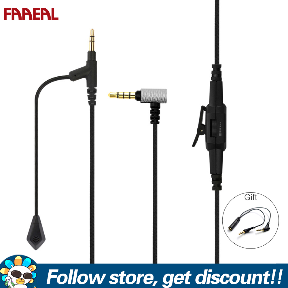 FAAEAL Cáp Âm Lượng Micrô Boom 3.5Mm Cho V-MODA Crossfade M-100 LP LP2 M-80 V-80 Cáp Thay Thế Tai Nghe Cho Tai Nghe Chơi Game Cho Điện Thoại Skype PS4 Xbox One