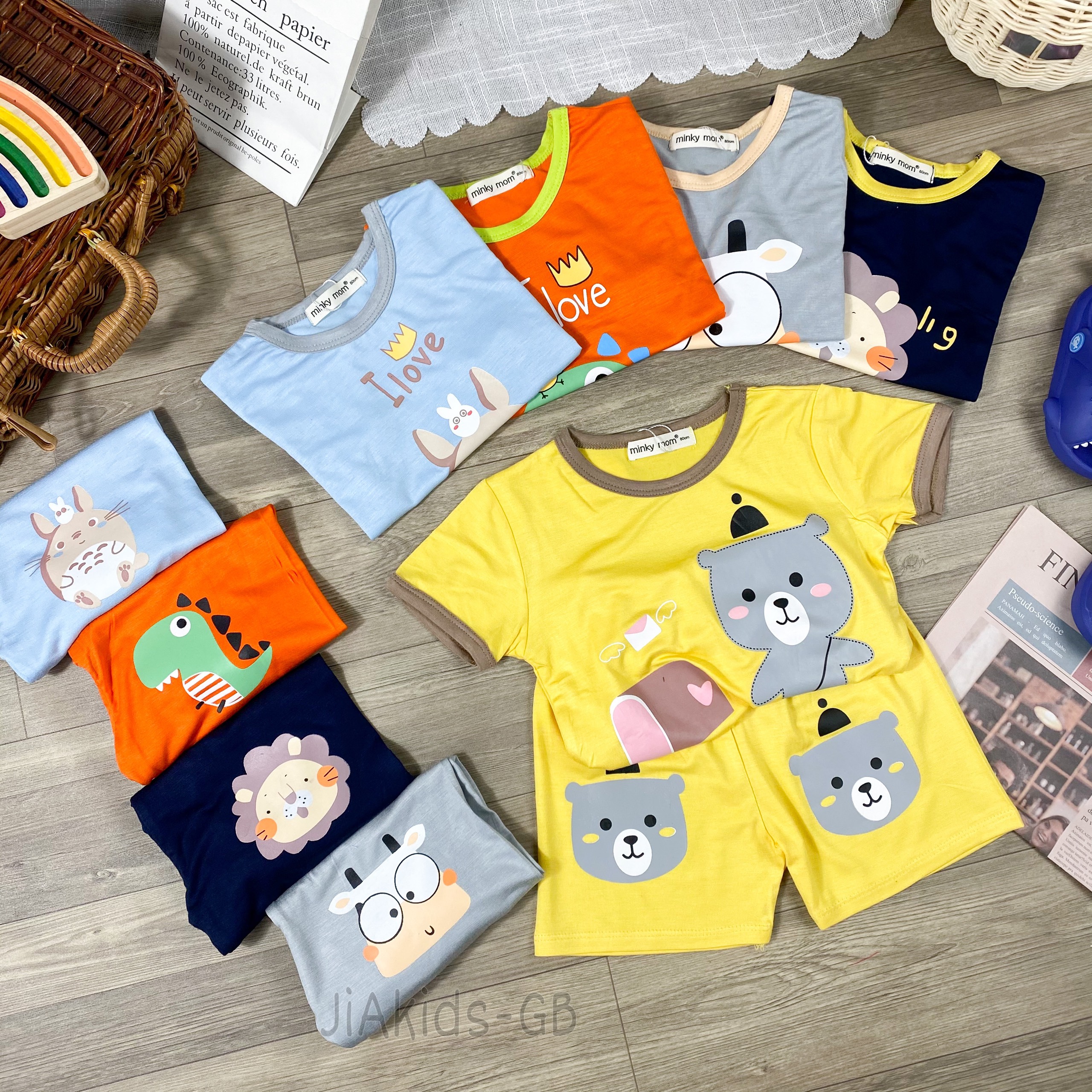 Bộ Ngắn Tay Minky Mom Vải Thun Lạnh Mát Mịn In Hình Khủng Long Gấu... Cho Bé Trai và Bé Gái 05 Tuổi Mã TNIN85