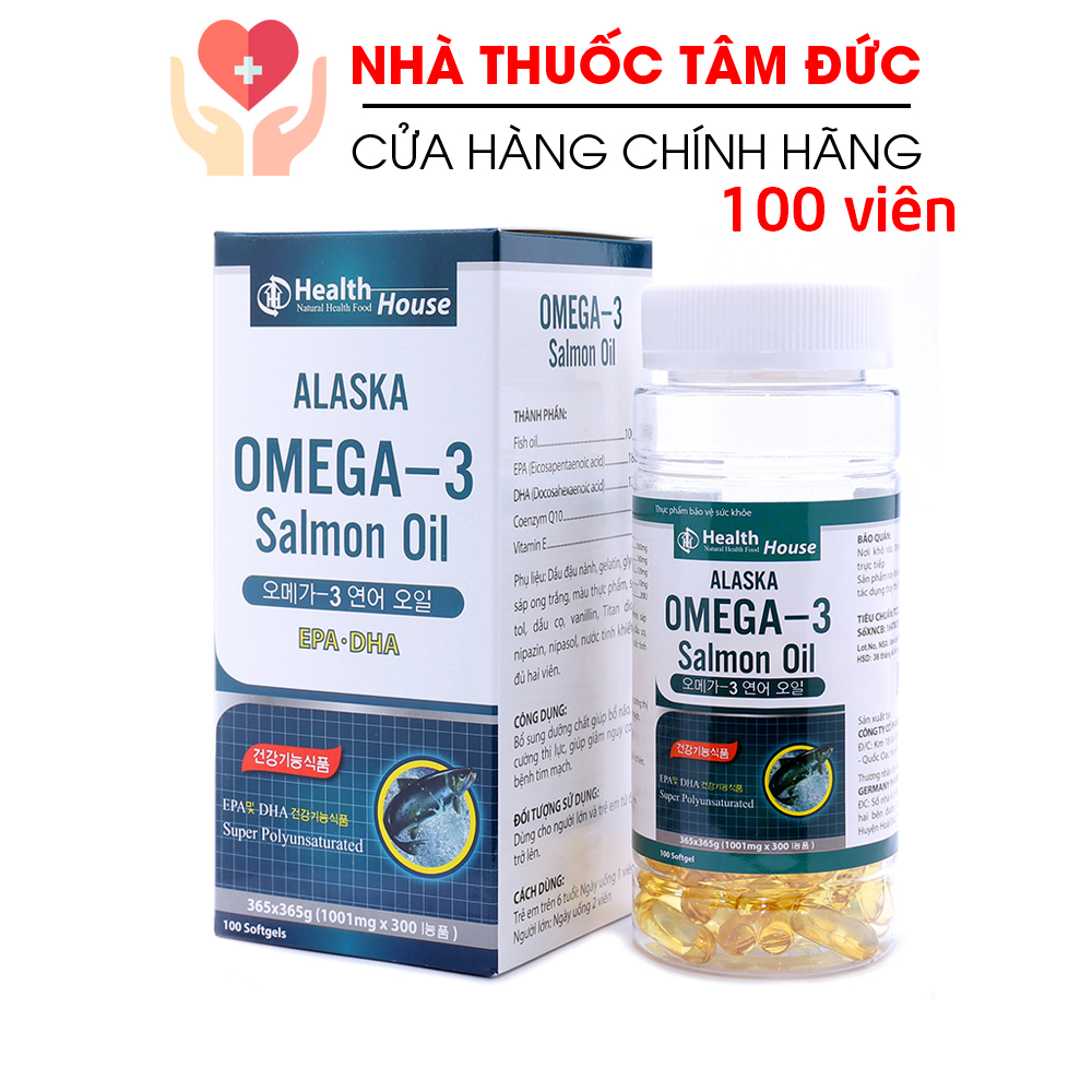 Viên dầu cá Alaska Omega 3 bổ não sáng mắt khỏe mạnh tim mạch tăng cường trí nhớ - Hộp 100 viên