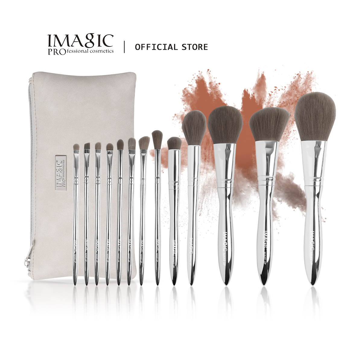 Imagic bộ cọ trang điểm chuyên nghiệp 13 món kèm túi đựng mỹ phẩm