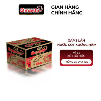 Mì Omachi Xốt Bò Hầm Ly - Thùng 24 Ly x 70g