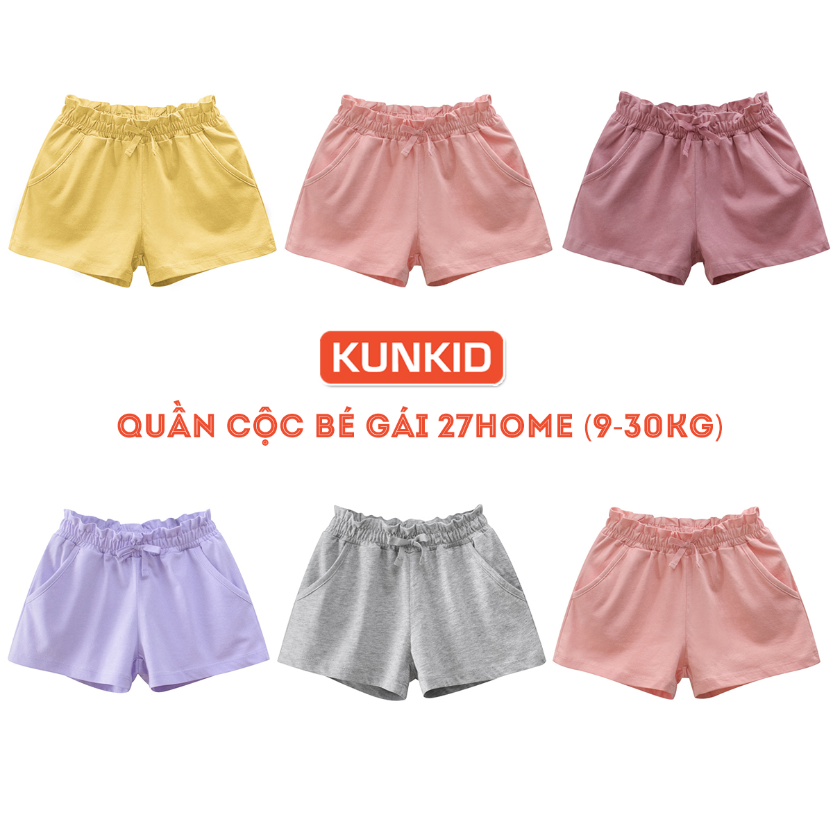 Quần cộc bé gái 27HOME Quần sọc cho bé Kunkid Quần short bé gái
