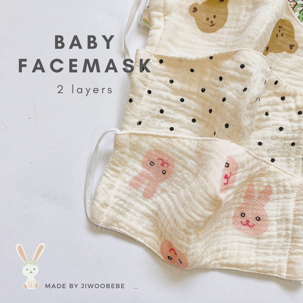 Khẩu trang vải 2 lớp cho bé - khẩu trang xô muslin x 100% cotton an toàn cho da bé