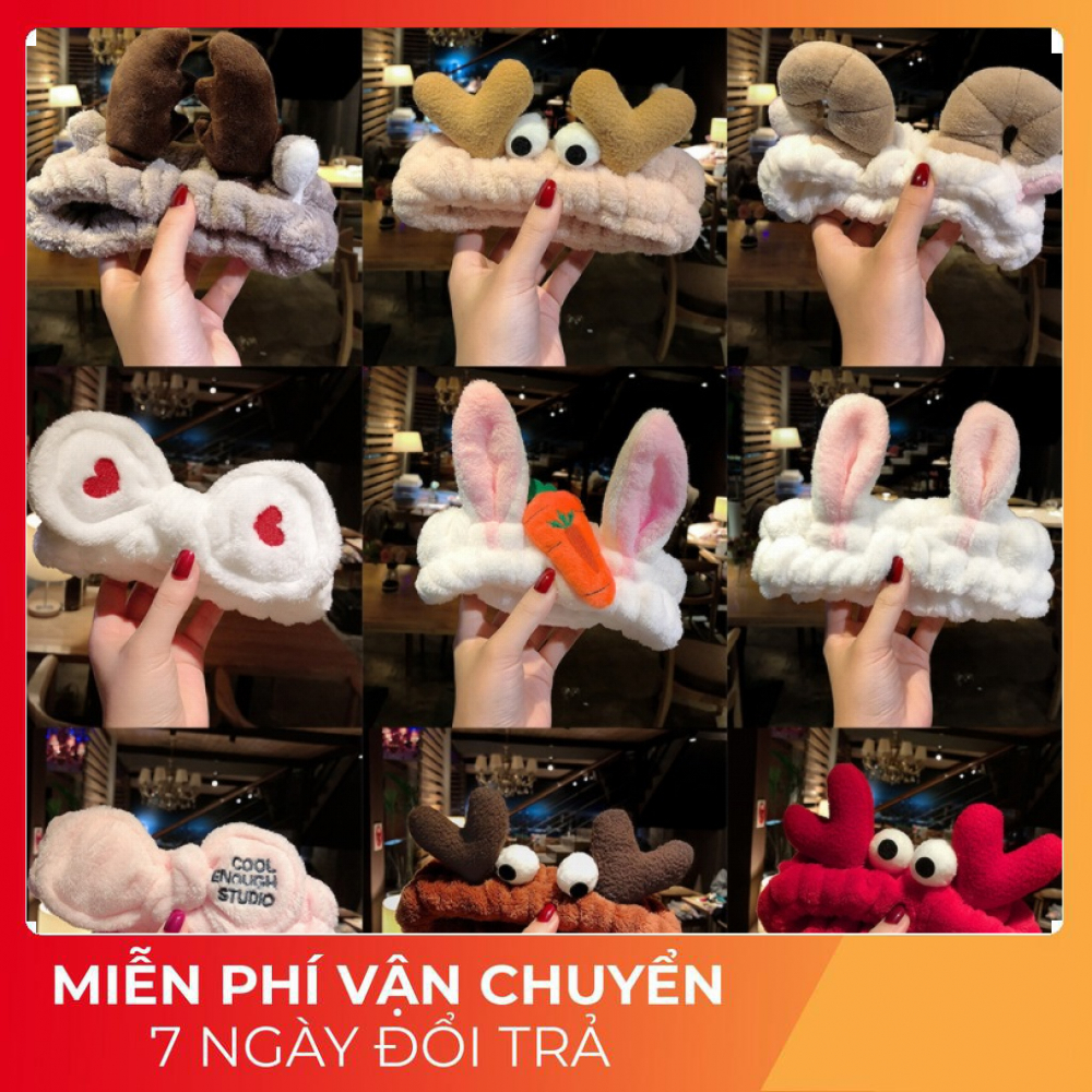 Băng đô nữ nhiều mẫu mã cực cute - băng đô nữ rửa mặt trang điểm siêu dễ thương - turban tóc hàn quốc siêu co giãn bông mềm mịn dày dặn cực đẹp