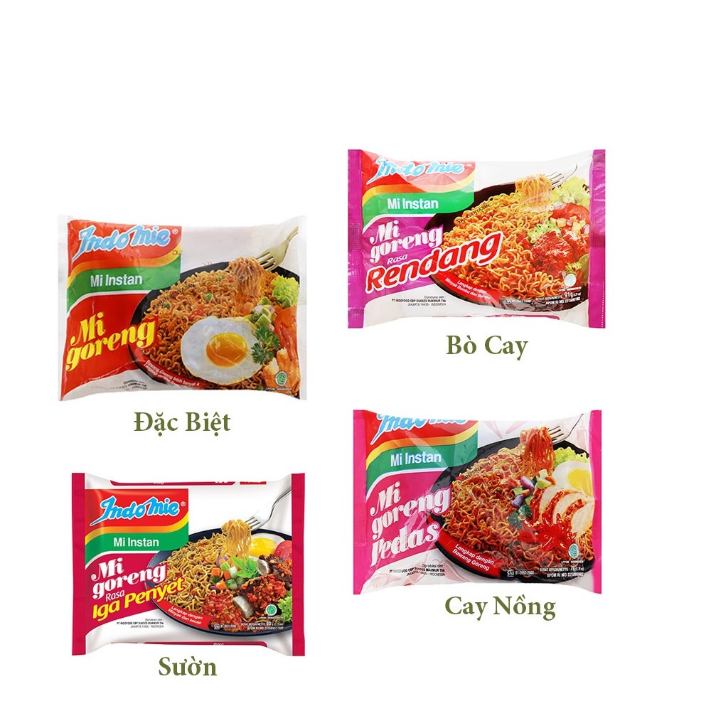 Mì indomie vị đặc biệt bò cay sườn cay nồng combo 10 gói x 80g mỳ xào khô nhập khẩu từ indo iii