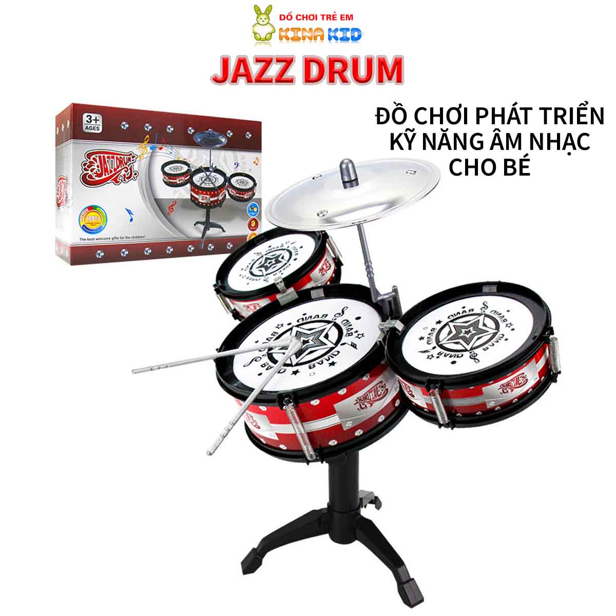 Bộ trống jazz drum đồ chơi phát triển kỹ năng âm nhạc cho bé