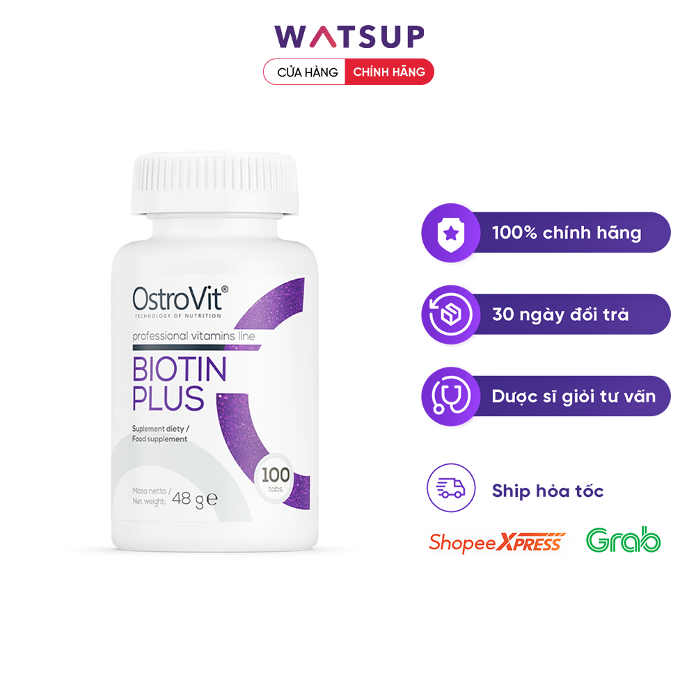 OstroVit Biotin Plus – Viên uống đẹp da, nhanh mọc tóc, kết hợp selen, kẽm và axit folic