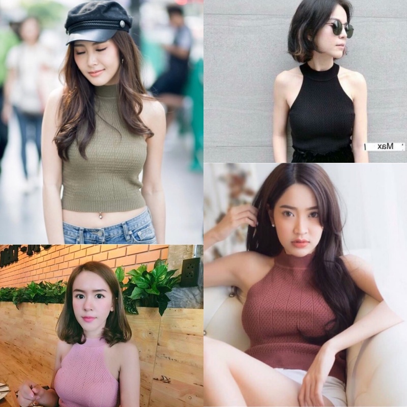 🌈SpinnyHouse🌈 เสื้อคอกลม ผ้าไหมพรม🍨🍓💕เทนรด์นี้มาแรง เสื้อกล้าม ครอปคอกลม🌈 รุ่น กล้ามข้าวโพด F103A ราคา 89 บาท*ส่งฟรี