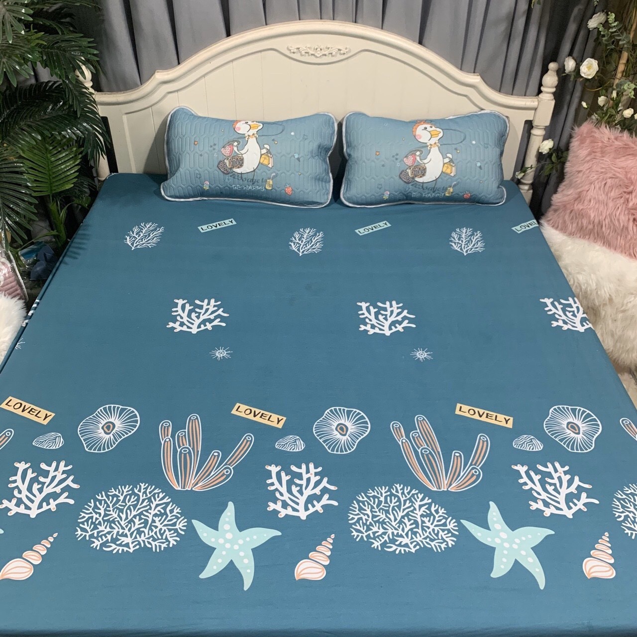 Ga chống thấm cotton mẫu Sinh Vật Biển 💖m2/m6/m8/2m💖 drap giường ngăn nước ga trải giường cute Chăn Ga Gối Moon Shop