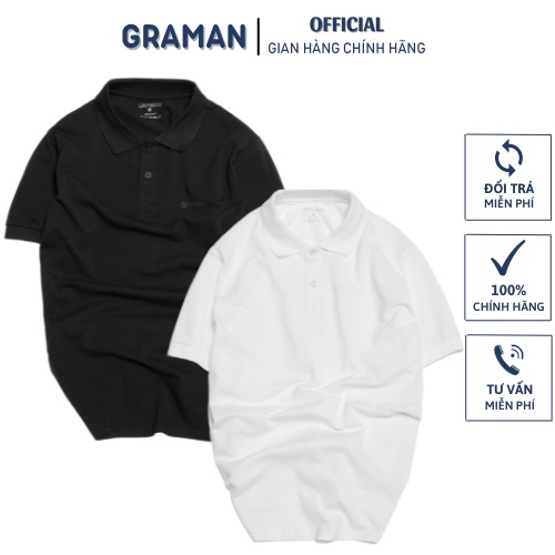 Áo Polo nam cổ bẻ vải Cotton cá xấU,chuẩn form,sang trọng-lịch lãm màu Đen - GRAMAN
