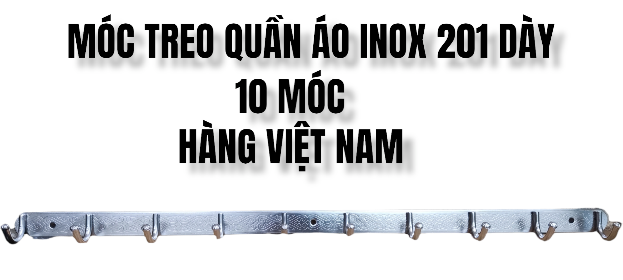 Móc quần áo - inox 201 dày - loại 10 móc treo và 9 móc treo - hàng việt nam
