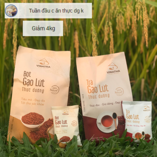 Combo Bột và Trà Gạo Lứt Giảm Cân Thực Dưỡng VINATHA (GIẢM 2-3KG SAU 1 TUẦN SỬ DỤNG)