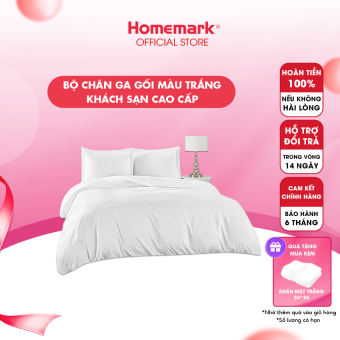 Bộ chăn ga gối màu trắng khách sạn cao cấp HANVICO 100% cotton tiêu chuẩn 5 sao