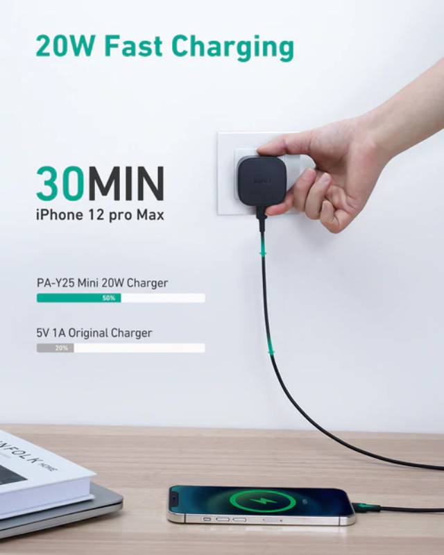 Aukey PA-Y25 20W Power Delivery PD 3.0 USB C Mini Charger 20W USB-C Nano fast Chargers