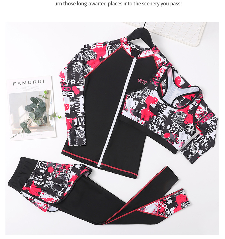 Đồ bơi nữ tay dài quần dài chống nắng kèm áo croptop HQ2205