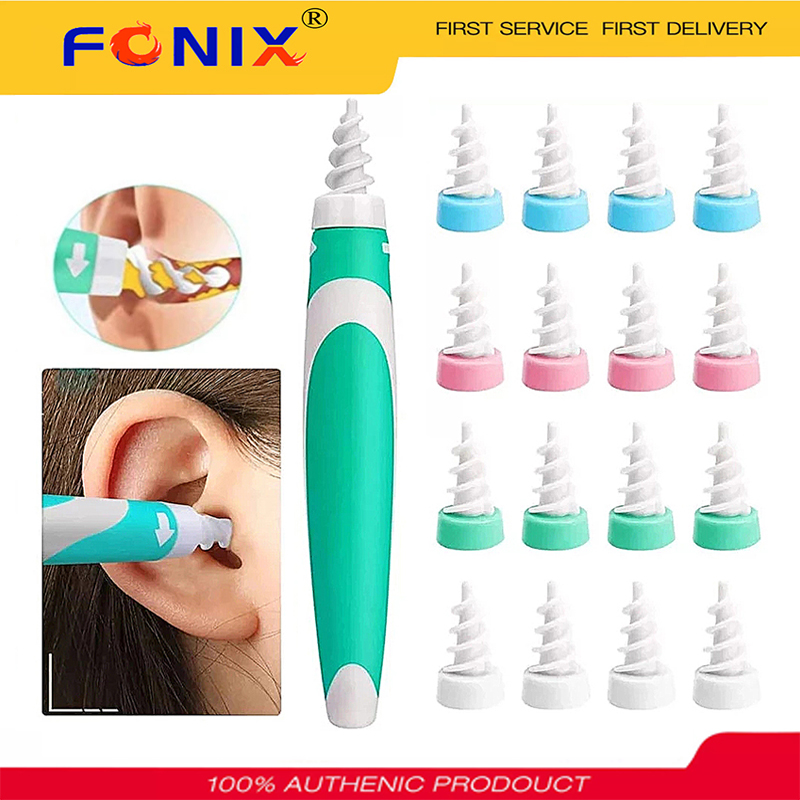 Fonix bộ muỗng lấy ráy tai bộ dụng cụ muỗng lấy ráy tai bằng silicon, 16 chiếc dụng cụ chăm sóc sức khỏe xoắn ốc mềm cho tai dụng cụ lấy ráy tai dụng cụ lấy ráy tai