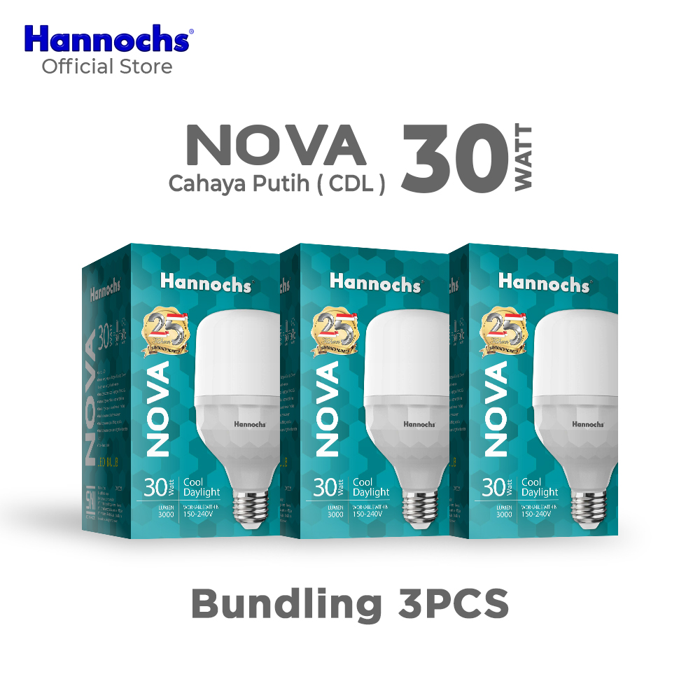Hannochs Lampu Bohlam LED NOVA 30W Cahaya Putih Paket isi 3pcs - Merek Hannochs Harga 132,600 rupiah*Gratis Ongkir