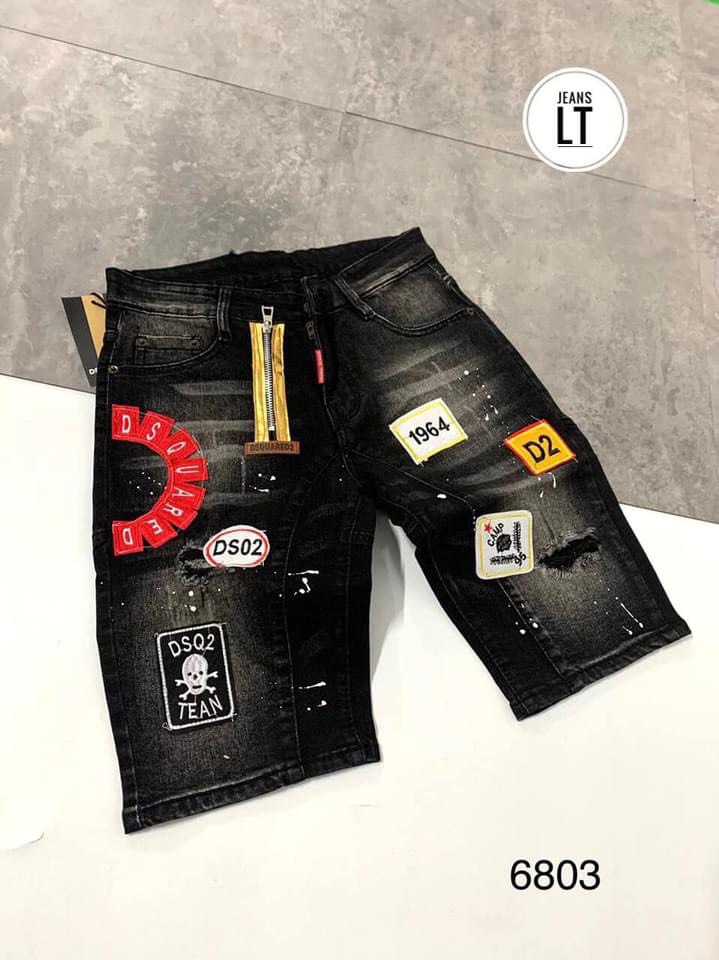 [ MIỄN PHÍ SHIP ]quần short jean nam xanh đen khóa kéo lệch thêu logo nhiều mẫu mới đẹp,quần sọt bò jean nam ngắn giá rẻ thời trang