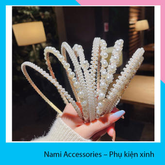 Bờm cài tóc ngọc trai nhân tạo, băng đô cài tóc phong cách Hàn Quốc