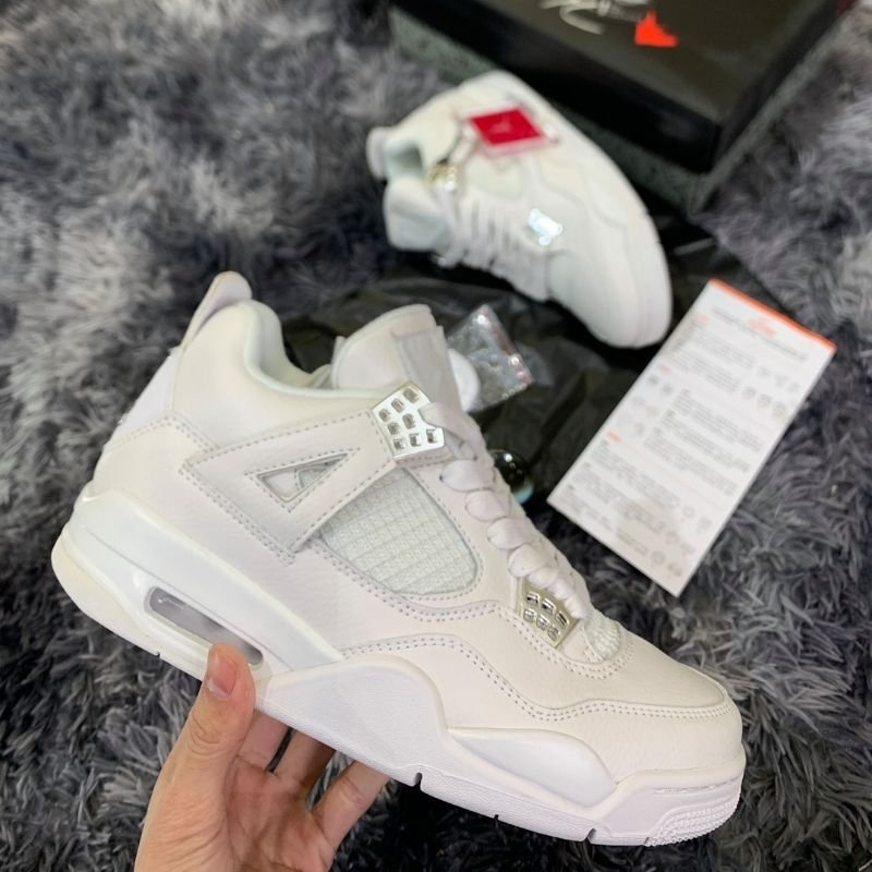 Giày Jordan 4, Giày thể thao Air Jordan 4 Trắng White, giày sneaker JD4 White