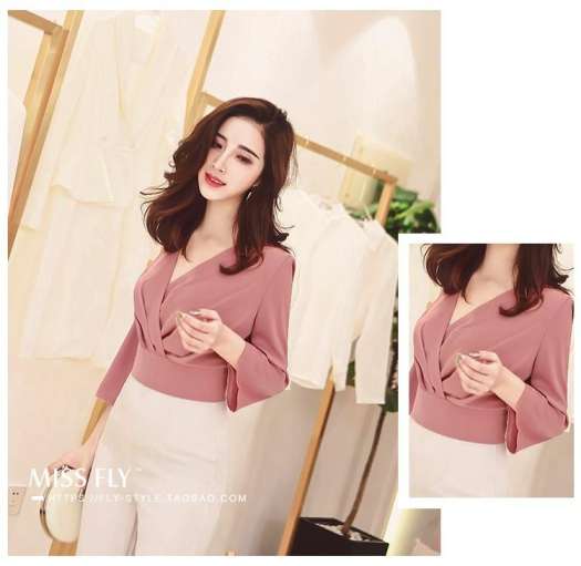 Áo kiểu xếp ly bó eo kèm ảnh thật