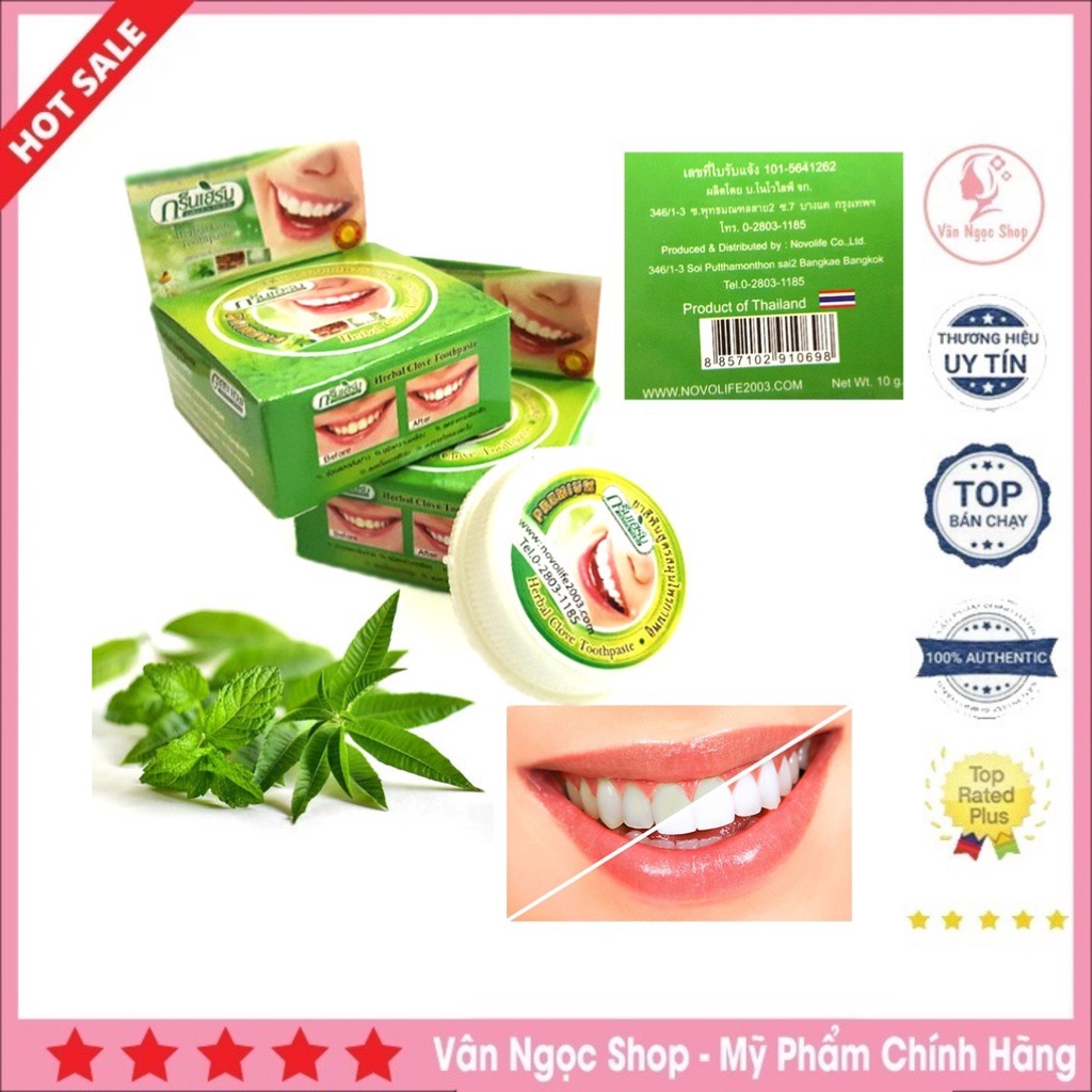 Kem tẩy trắng răng green herb thái lan 25g