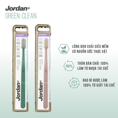 Bàn chải đánh răng Jordan Green Clean lông siêu mềm mảnh 0.02mm