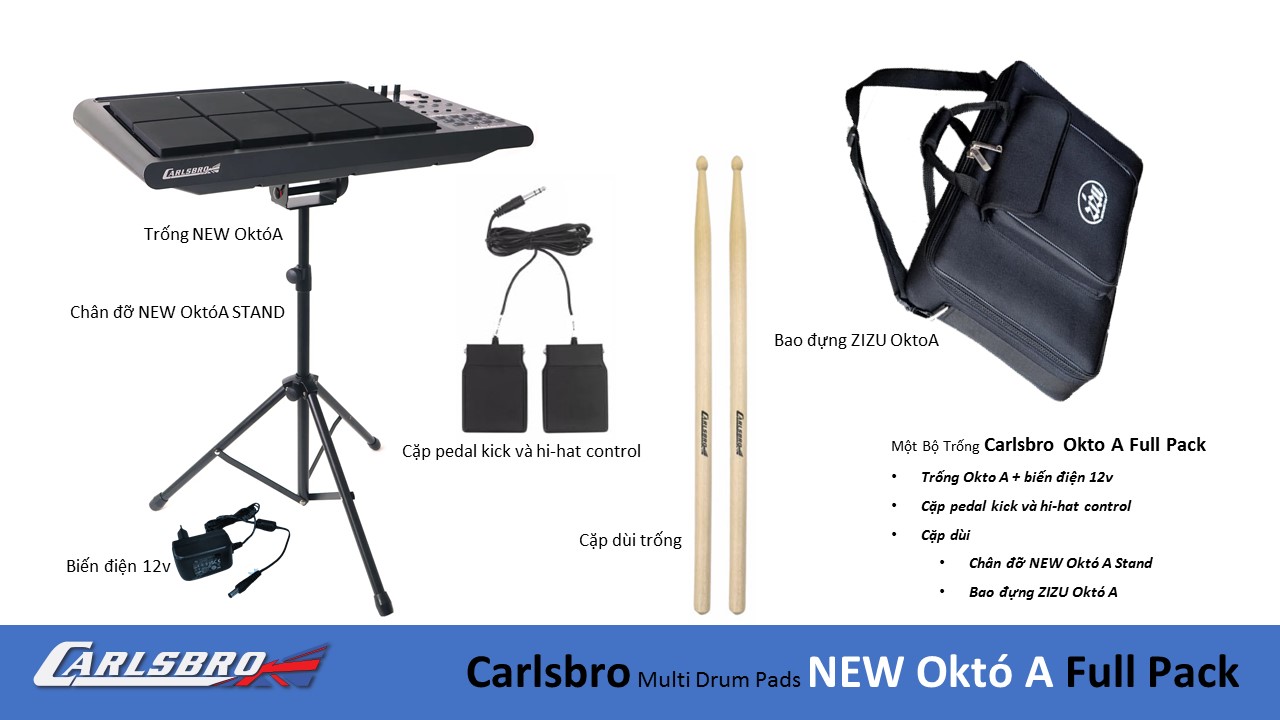 Trống điện tử Carlsbro Okto A - Đủ bộ gồm chân và bao đựng tốt