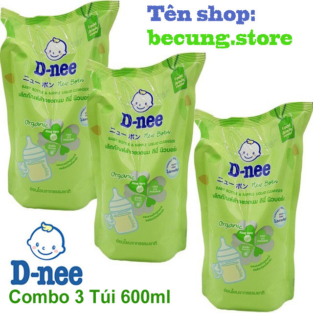 Combo 3 túi nước rửa bình sữa dnee 550ml
