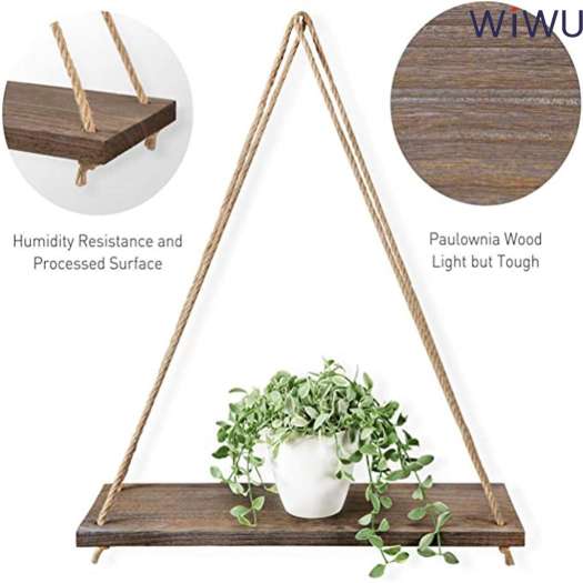 INSOUND Kệ Nổi Treo Xích Đu Bằng Gỗ Kệ Gỗ Trang Trí Nhà Gắn Tường Kệ Chậu Hoa Cây Kệ Trang Trí Trưng Bày Nổi Giá Treo Tường