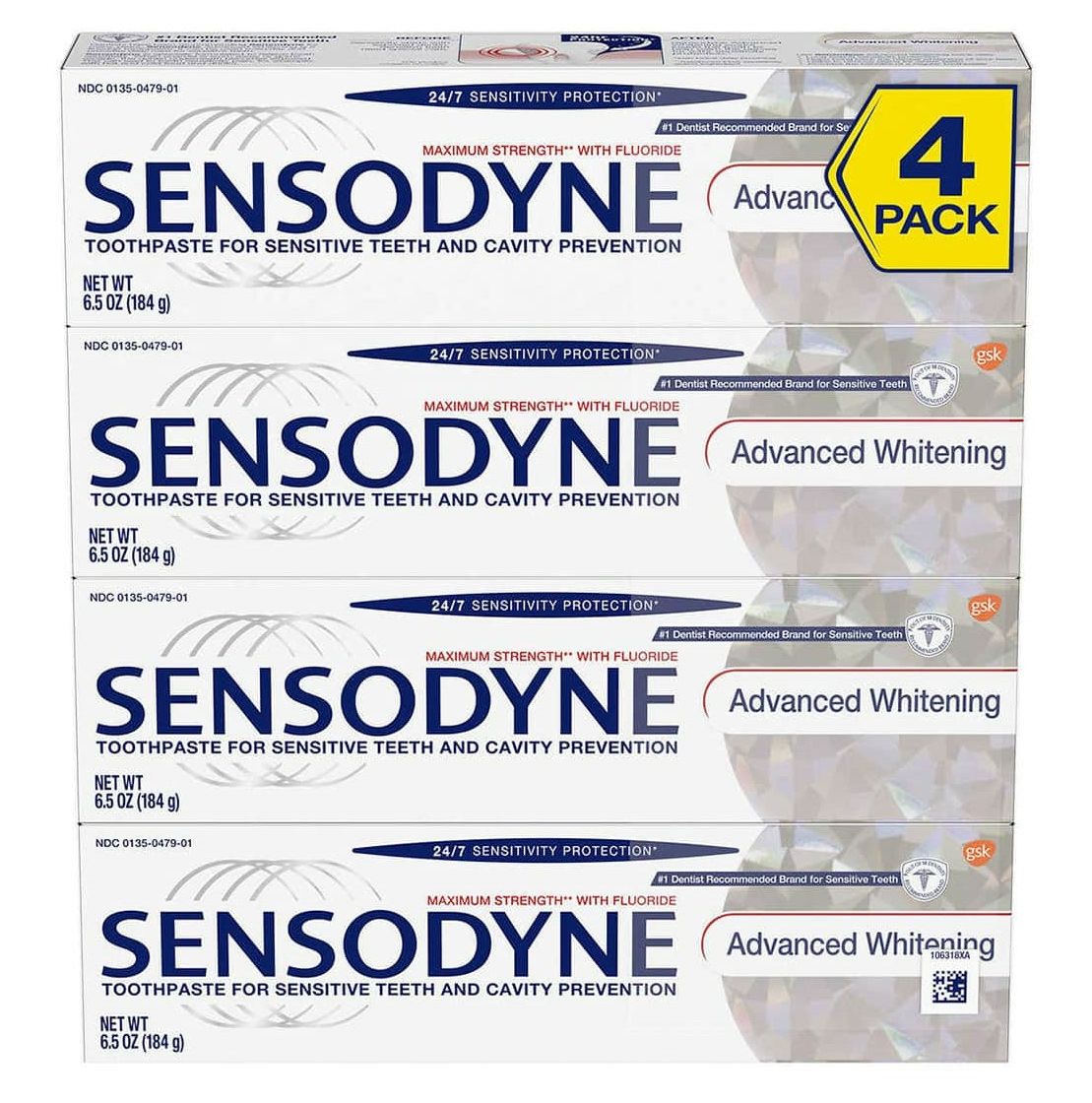 Kem đánh răng trắng răng vượt trội, giảm ê buốt Sen.so.dyne Advanced Whitening của Mỹ tupe 184gr