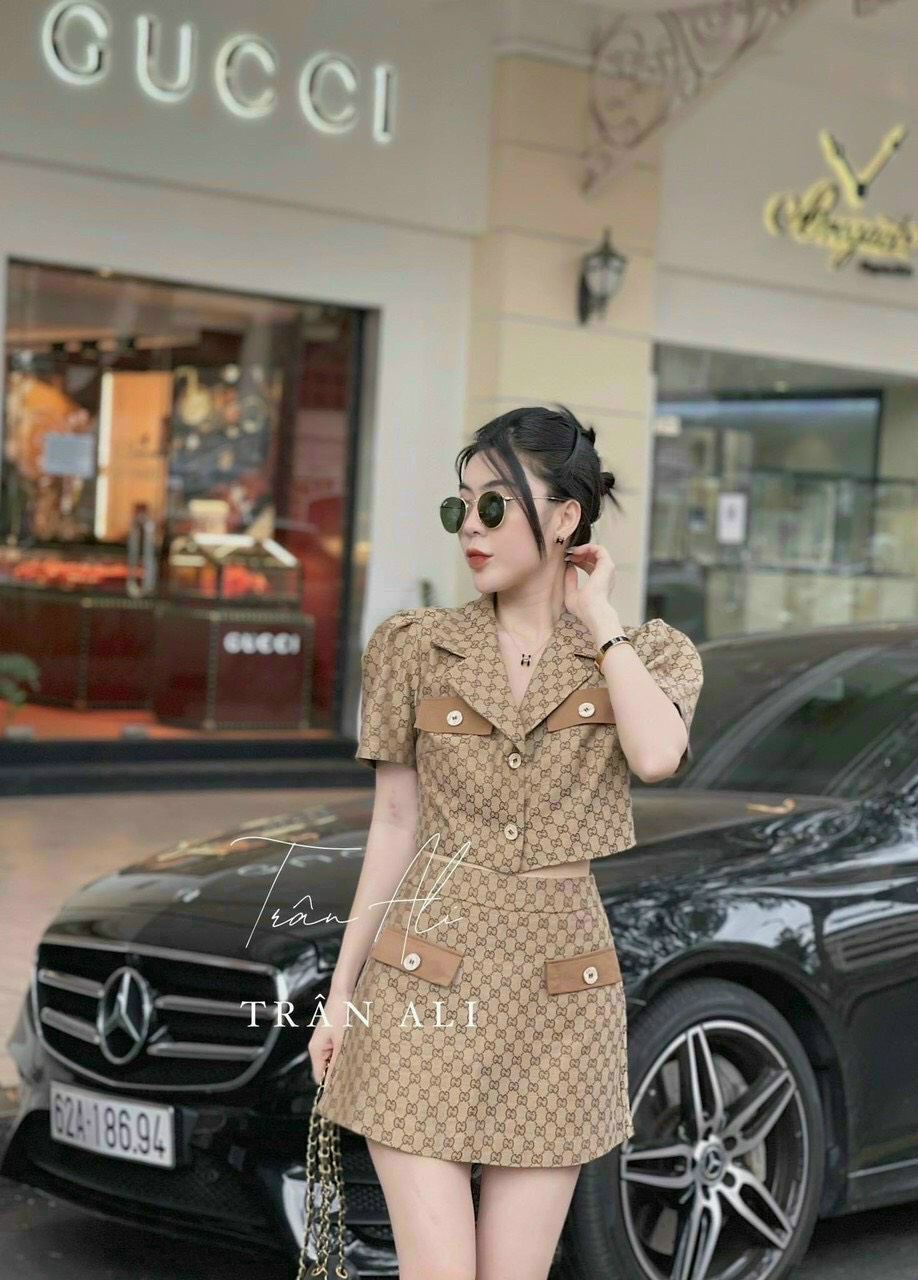 Set croptop áo vest kẻ quần váy nữ khoá kéo 4 màu - set vest caro áo croptop cúc cài kẻ mix chân váy