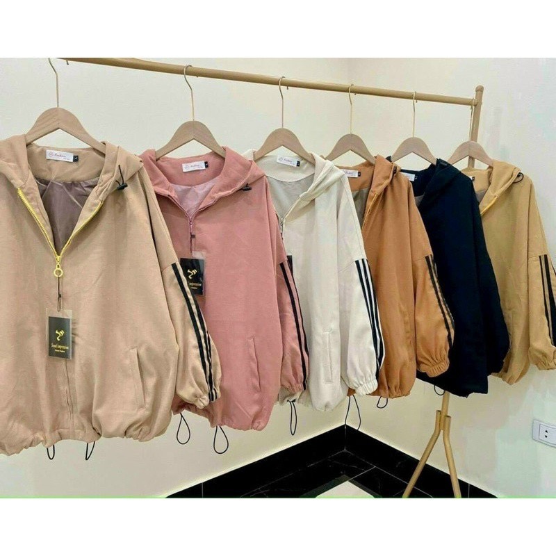 Áo khoác da lộn 2 lớp tay phồng cánh dơi chạy sọc, form rộng siêu chất
