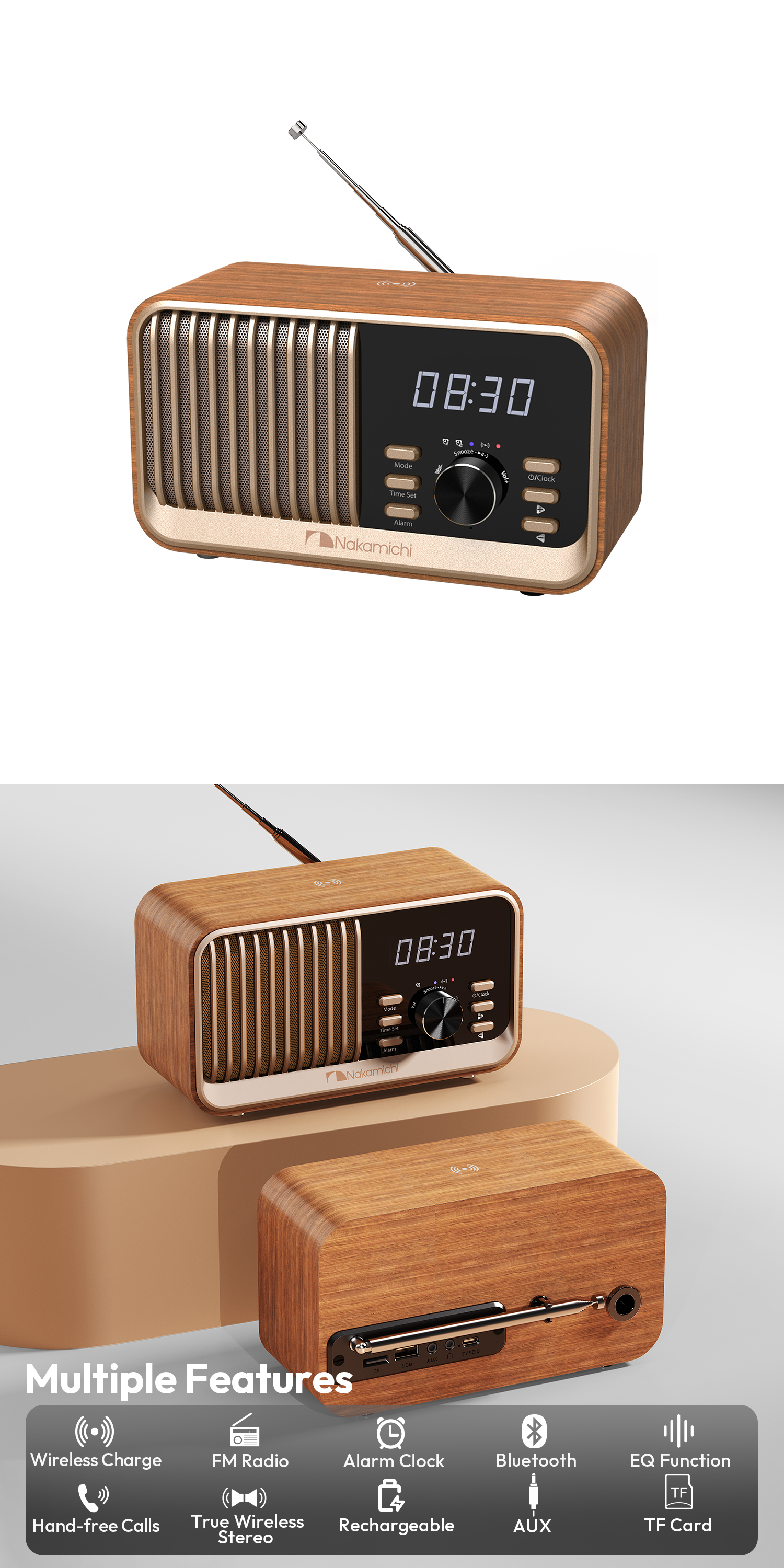 Nakamichi Wireless Charging Radio Clock Speaker | Lazada Singapore