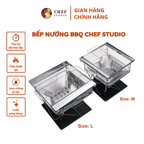 Bếp nướng than BBQ Chef Studio linh hoạt, dễ dàng tháo lắp, tiện lợi cho tiêc nướng ngoài trời, dã ngoại