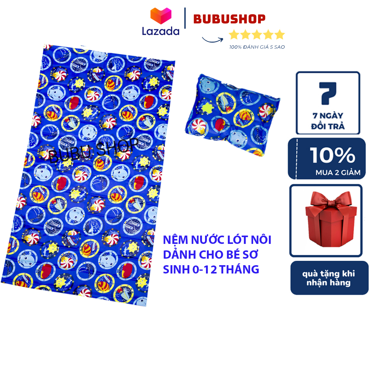 Nệm nước lót nôi dành cho bé sơ sinh, thảm lót chống thấm cho bé từ 0-12 tháng tuổi giúp bé ngủ ngon vệ sinh dễ dàng như chiếu điều hòa không dơ không gây hại cho bé sơ sinh nệm chiếu mát cho bé sơ sinh bé trai bé gái Bubushop