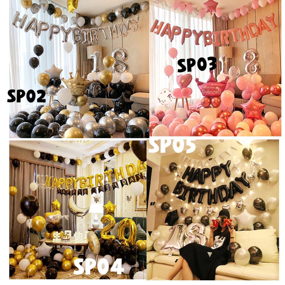 Set bóng siêu nhũ trang trí sinh nhật cho người lớn 024