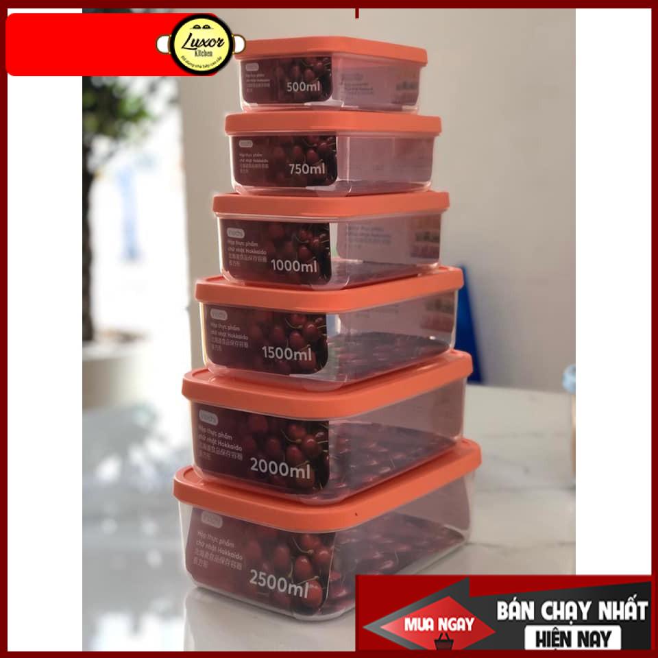 Bộ 6 hộp nhựa cao cấp đựng thực phẩm chữ nhật Inochi (500-750-1000-1500-2000-2500ml)