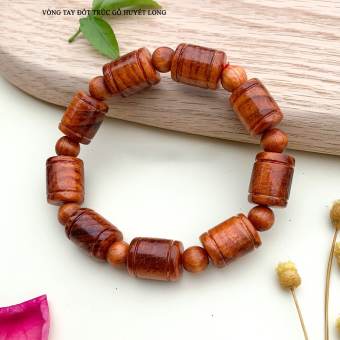 Vòng tay gỗ huyết long đốt trúc , vòng tay may mắn đem lại tài lộc , vòng thấu quang 100% Đồ Gỗ Hoàng Hải
