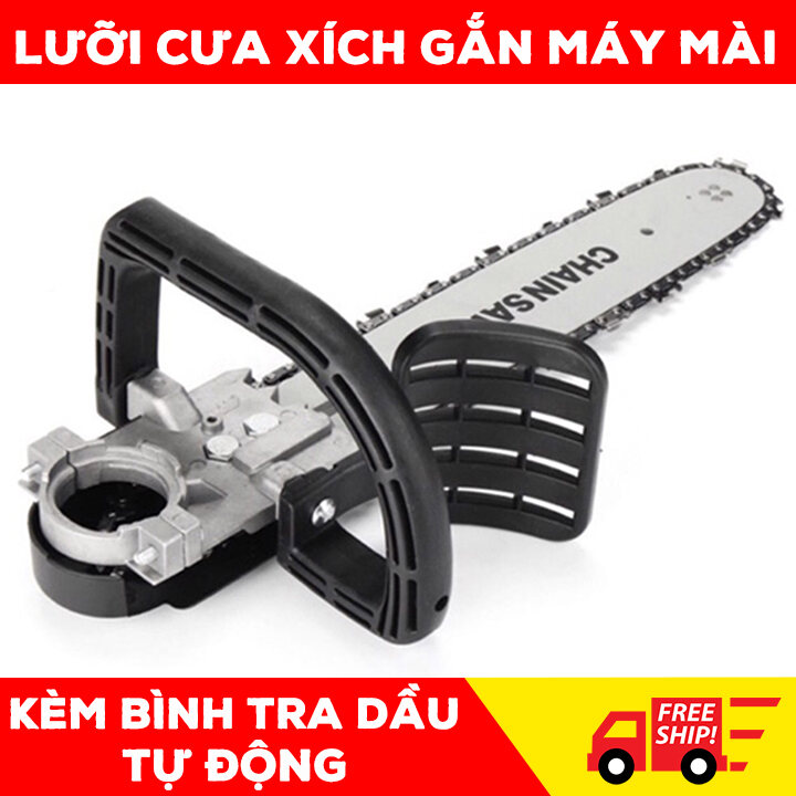 Lưỡi cưa xích gắn máy mài - Bộ chuyển đổi máy mài thành máy cưa - Cưa cây - Cắt gỗ - Cắt cành - Có bình tra dầu tự động - Thép tinh luyện chiu nhiệt tốt