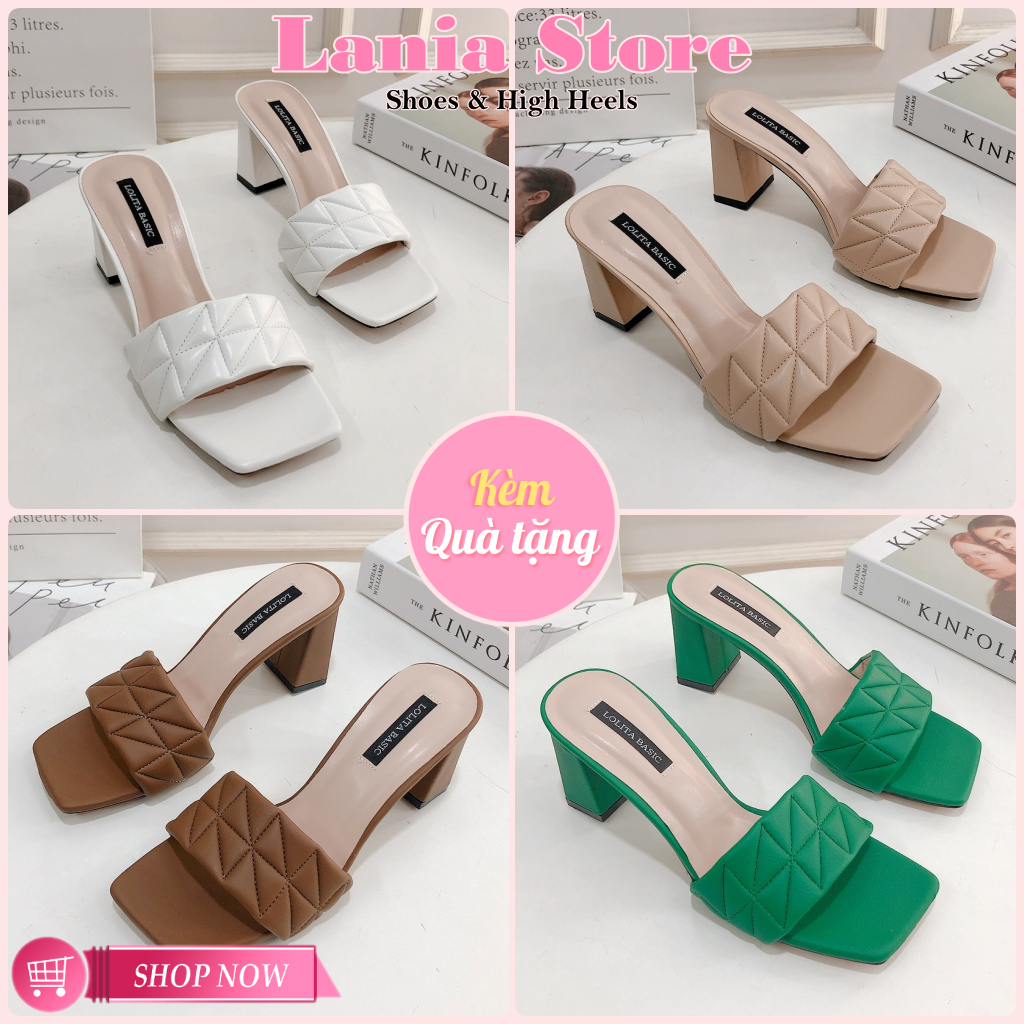 Guốc dép cao gót nữ 9P vân thêu cao cấp thiết kế sang trọng lên chân tôn giáng [Hình Thật Shop Tự Chụp] Size 35-39 Lania Store - MG12