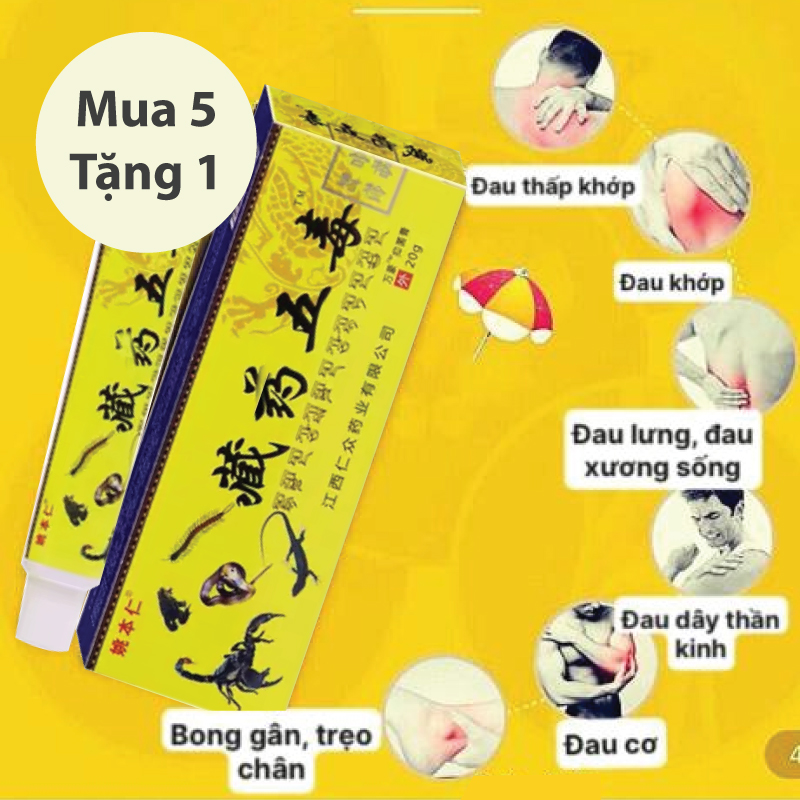 (Mua 5 tặng 1) Kem xoa bóp đau nhức xương khớp - Chuyên dùng giảm đau xương khớp, giảm đau do chơi thể thao quá mức, bong gân, đau lưng, đau cơ, đau cổ vai gáy do ngồi nhiều, mệt mỏi do đi tàu xe, vận động nhiều