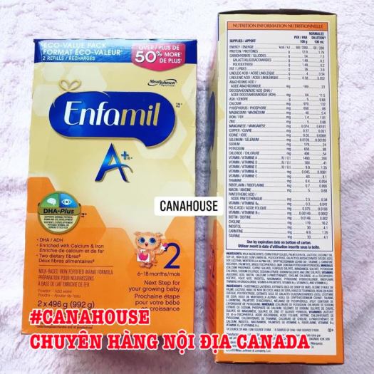 Sữa bột Enfamil A+ số 2 của Canada - hộp giấy 992g
