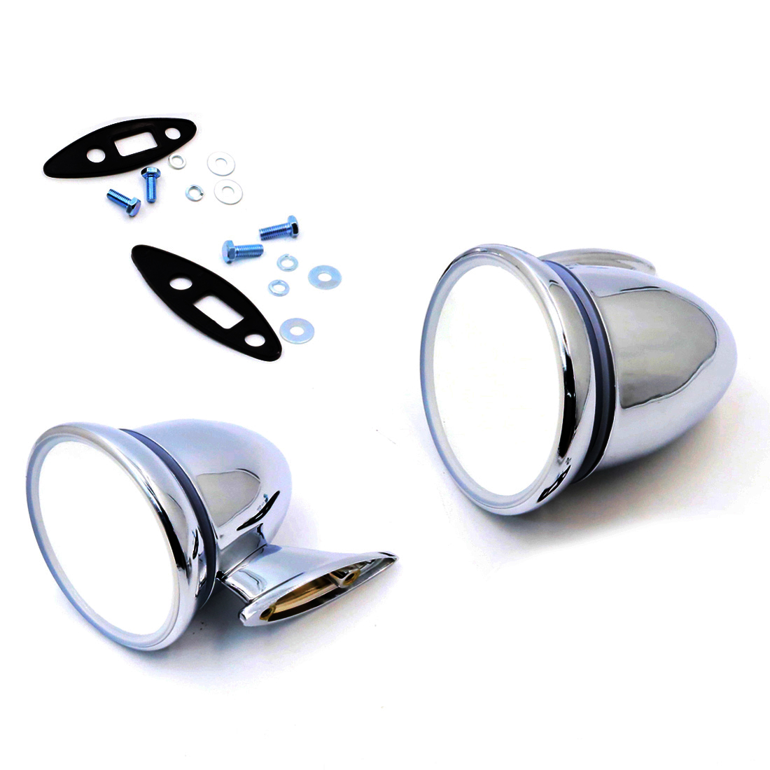 Silver-Plated Rocket-Shaped Side Mirrors, 1 Pair, Left-Right, Mazda Cosmo, Year 2510 - 2524, Mazda Cosmo Cd 121, Rx-5 L10A L10B Sport 110 Roadpacer Ap, 1967 - 1981 ราคา 2,216 บาท*ส่งฟรี