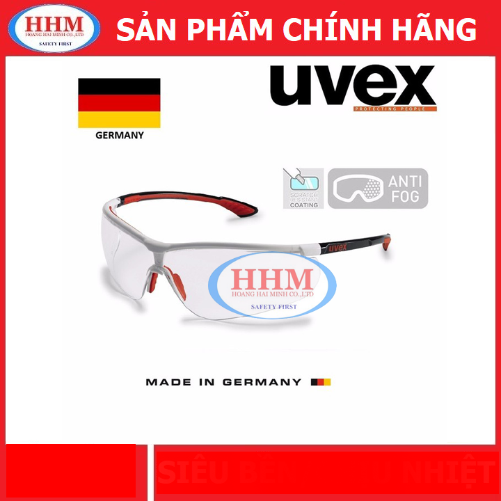 Kính bảo hộ uvex 9193-216 màu trắng, gọng đỏ