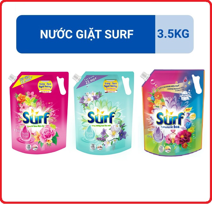 Nước giặt Surf túi 3.3kg - cam kết hàng đúng mô tả chất lượng đảm bảo an toàn đến sức khỏe người sử dụng đa dạng mẫu mã